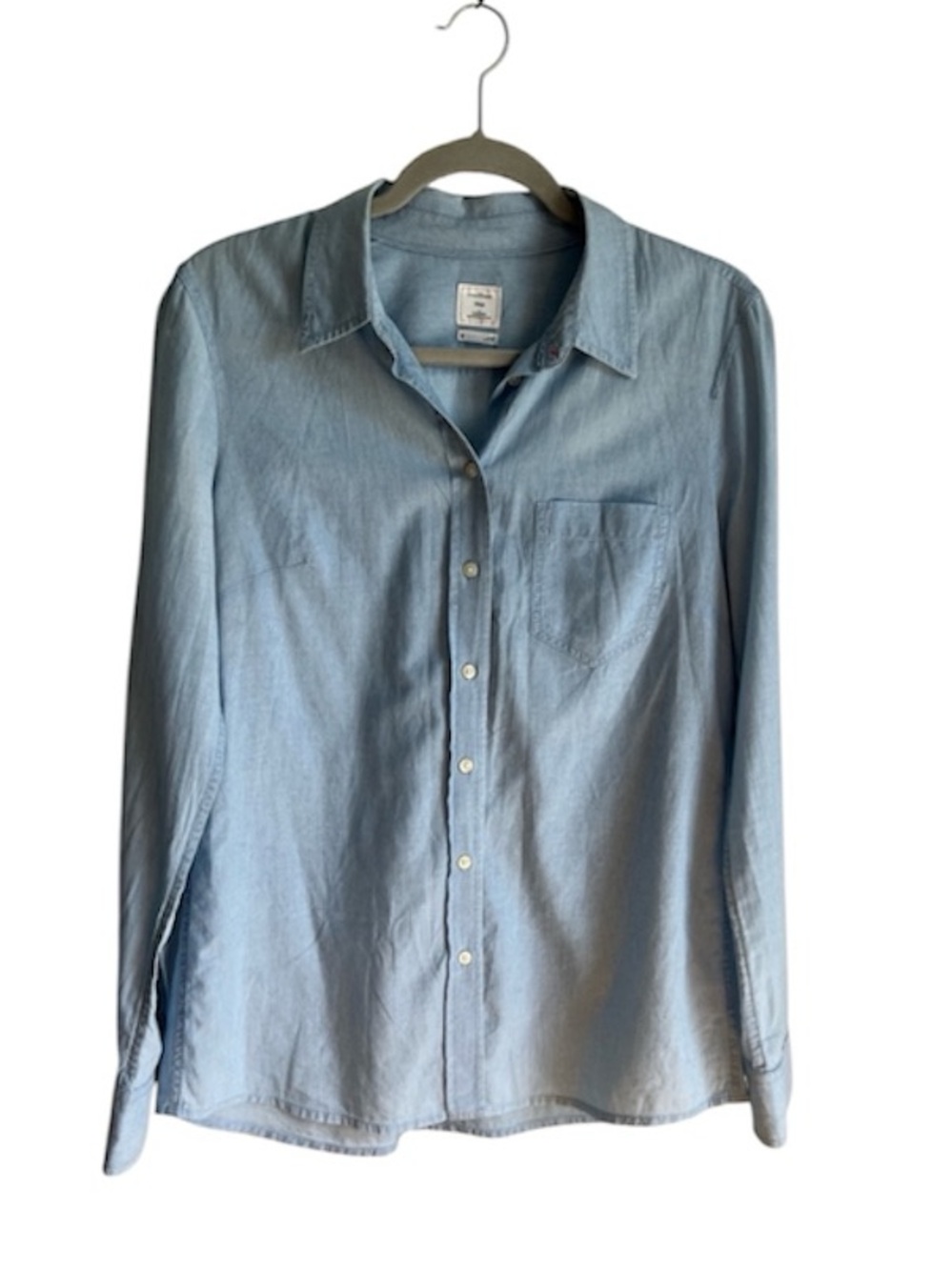 Gap The Fitted Boyfriend Light Wash Denim Shirt - 100% Cotton, Size Medium